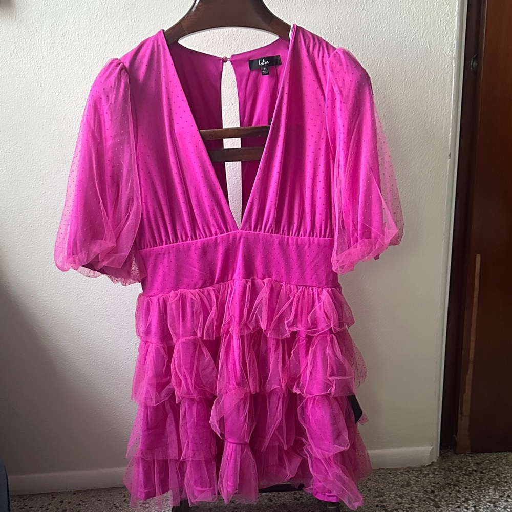 Lulu's Fuchsia Dress with Elegant Details